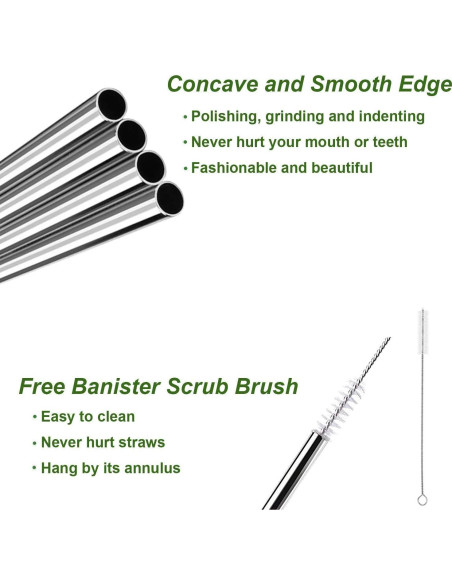 4 Pajitas de Acero Inoxidable Reutilizables RawNori 21.5cm