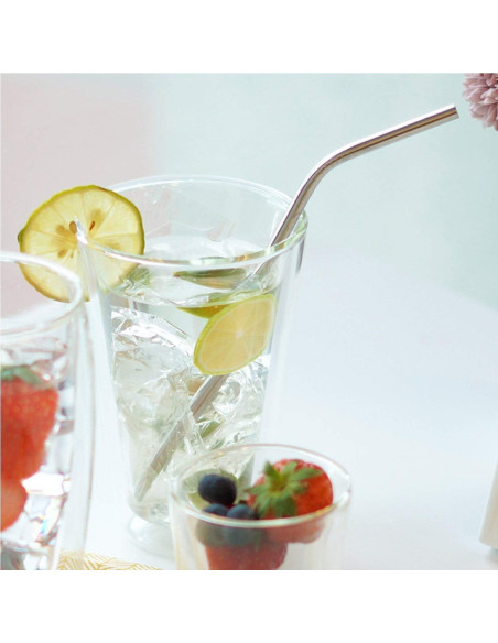 4 Pajitas de Acero Inoxidable Reutilizables RawNori 21.5cm