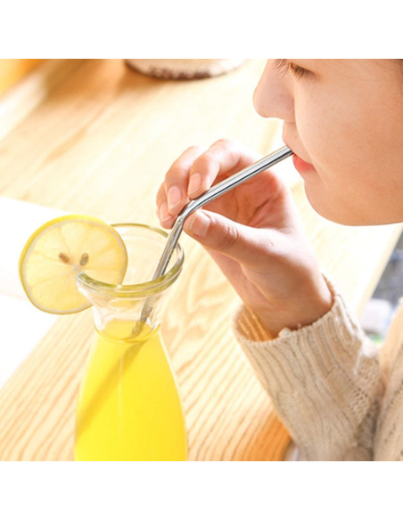 4 Pajitas de Acero Inoxidable Reutilizables RawNori 21.5cm