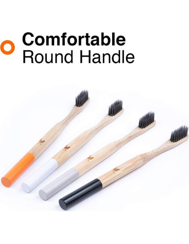 Cepillo de dientes de bambú Native Birds, set de 4 cerdas suaves