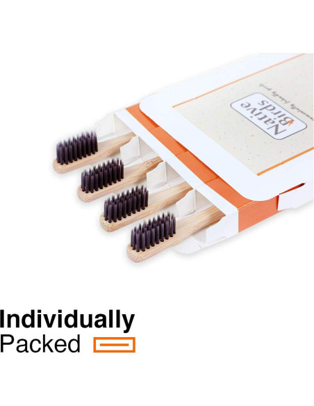 Cepillo de dientes de bambú Native Birds, set de 4 cerdas suaves