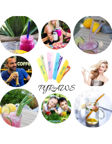 Juego de Popotes de Vidrio Reutilizables PYRAWS 5 Piezas