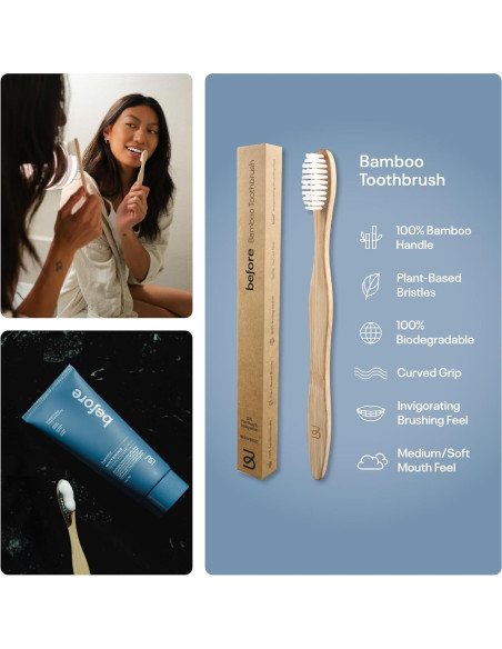Cepillo de Dientes de Bambú Yantai | 100% Biodegradable | Cerdas Suaves