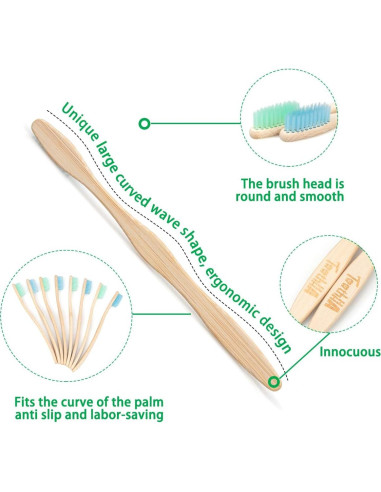 Cepillo de Dientes de Bambú Tooth HaHa Suave 8 Unidades