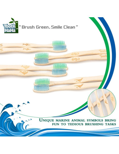 Cepillo de Dientes de Bambú Tooth HaHa Suave 8 Unidades