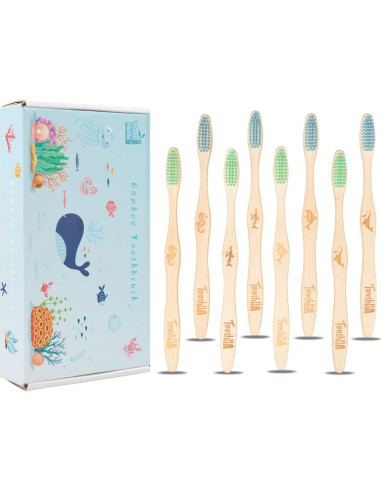 Cepillo de Dientes de Bambú Tooth HaHa Suave 8 Unidades