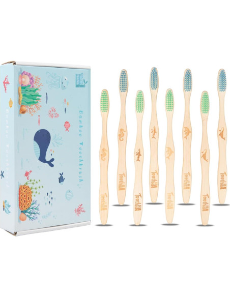 Cepillo de Dientes de Bambú Tooth HaHa Suave 8 Unidades