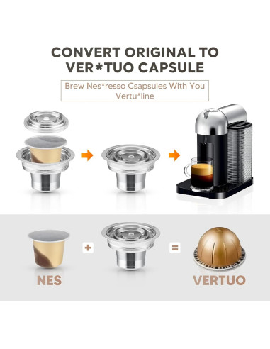 Adaptador de cápsulas de café reutilizables BRBHOM acero inoxidable