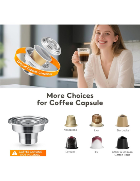 Adaptador de cápsulas de café reutilizables BRBHOM acero inoxidable