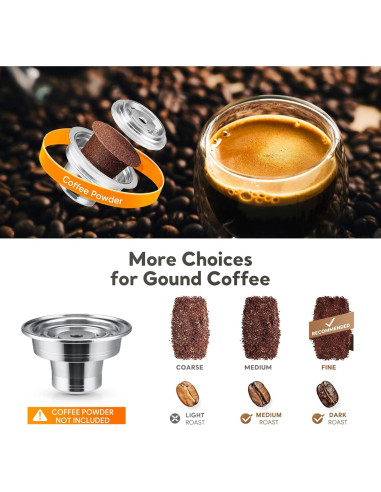 Adaptador de cápsulas de café reutilizables BRBHOM acero inoxidable