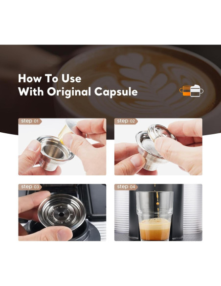 Adaptador de cápsulas de café reutilizables BRBHOM acero inoxidable