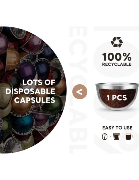 Cápsula de Café Reutilizable i Cafilas para Nespresso Vertuoline