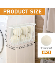 Juego de 6 Bolas de Secadora de Lana con Soporte Magnético 2