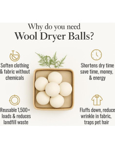 Bolas de Secado de Lana Boobaby - Paquete XL de 6 - Hipoalergénicas 2