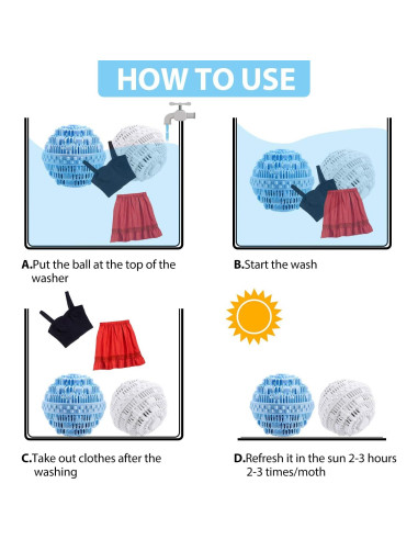 Bola de Lavado Boao 4 Piezas TPE 10.5 cm Azul y Blanco