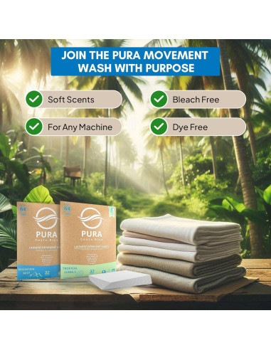 Hojas de detergente hipoalergénicas PURA Selva Tropical - 64 cargas