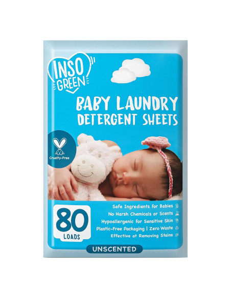 Hojas de detergente para lavandería bebés Hudson 80 cargas