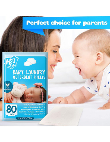 Hojas de detergente para lavandería bebés Hudson 80 cargas