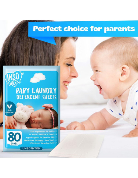 Hojas de detergente para lavandería bebés Hudson 80 cargas