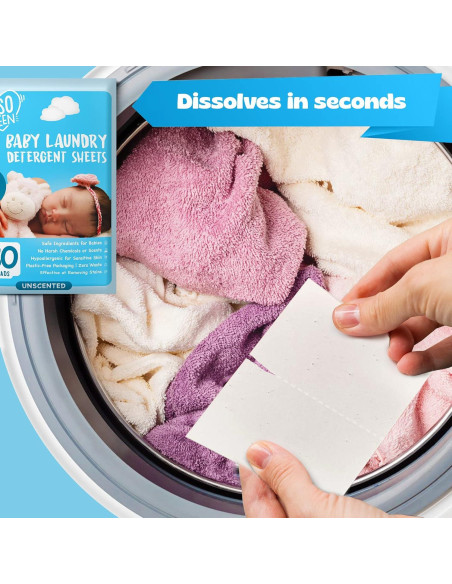 Hojas de detergente para lavandería bebés Hudson 80 cargas