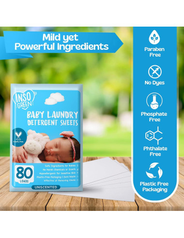 Hojas de detergente para lavandería bebés Hudson 80 cargas