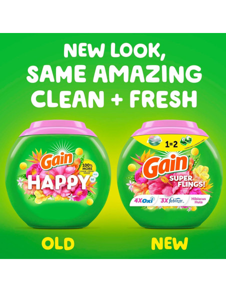 Detergente para Ropa Gain Super Flings 45 Cápsulas Hibisco Hula