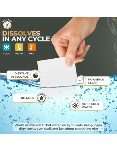 Hojas de Lavandería Ecológicas Basmawash 50 Unidades 2 en 1