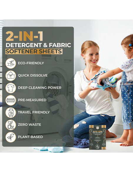 Hojas de Lavandería Ecológicas Basmawash 50 Unidades 2 en 1