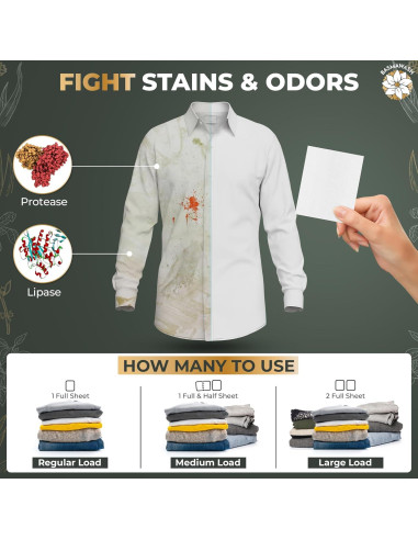 Hojas de Lavandería Ecológicas Basmawash 50 Unidades 2 en 1