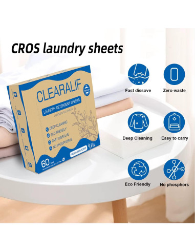 Hojas de Detergente Ecológicas CROS - 60 Cargas Lino Fresco