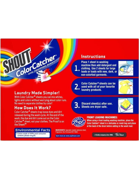 Hojas Atrapa Color Shout 72 Unidades para Lavandería