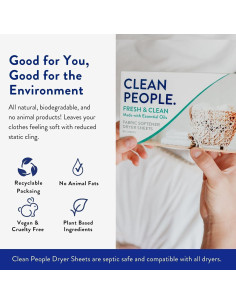 Hojas Suavizantes para Secadora The Clean People - 120 Unidades - Vegano 2