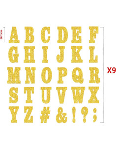 279 Piezas Letras de Flock A-Z Outus 3.8 cm Oro Brillante 2