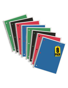 Cuadernos Espirales Always23 - Paquete de 8, 70 Hojas, Papel Reciclado