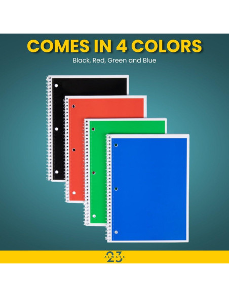 Cuadernos Espirales Always23 - Paquete de 8, 70 Hojas, Papel Reciclado