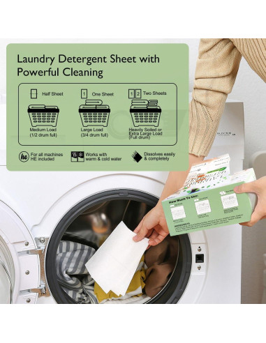 Hojas de detergente para ropa Orighty 60 unidades aroma lino