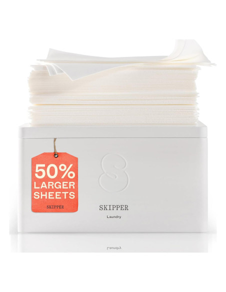 Hojas de Detergente para Ropa Skipper - 120 Hojas (240 Cargas) - Flor de Naranja