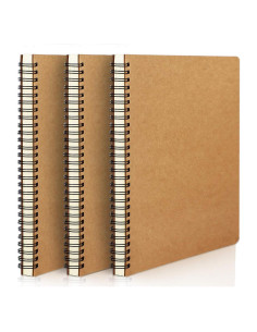Cuaderno Espiral Rayado EUSOAR A5 Kraft 3 Paquetes 120 Páginas