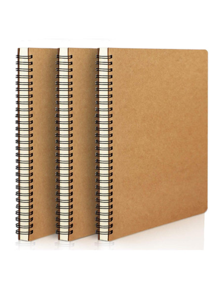 Cuaderno Espiral Rayado EUSOAR A5 Kraft 3 Paquetes 120 Páginas