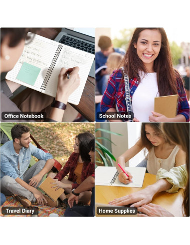 Cuaderno Espiral Rayado EUSOAR A5 Kraft 3 Paquetes 120 Páginas