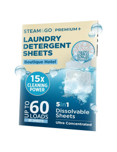 Hojas de detergente Premium+ Steam and Go 5 en 1 - 30 Ct