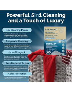 Hojas de detergente Premium+ Steam and Go 5 en 1 - 30 Ct 2