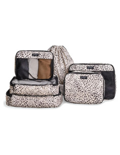 Set de Cubos de Empaque Jadyn 6 Piezas para Viaje - Manchas de Guepardo