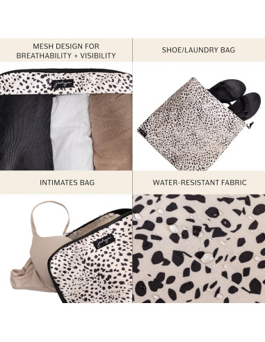 Set de Cubos de Empaque Jadyn 6 Piezas para Viaje - Manchas de Guepardo