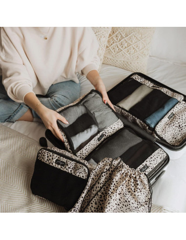 Set de Cubos de Empaque Jadyn 6 Piezas para Viaje - Manchas de Guepardo