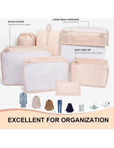 Set de 10 Cubos de Empaque para Viaje FACONSI - Organizador de Maleta 2