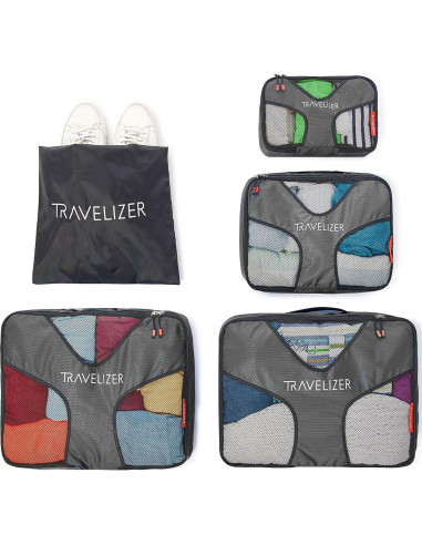 Cubos de Empaque para Viaje Travelizer 5 Piezas Gris