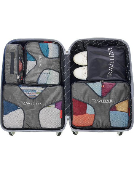 Cubos de Empaque para Viaje Travelizer 5 Piezas Gris