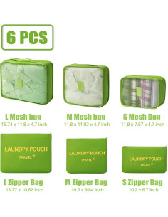 Set de 6 Cubos de Empaque INVODA para Viaje Verde 2