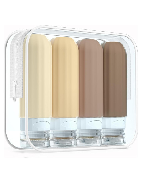 Botellas de Viaje Silicona 3oz Aprobadas por TSA - 4 Piezas